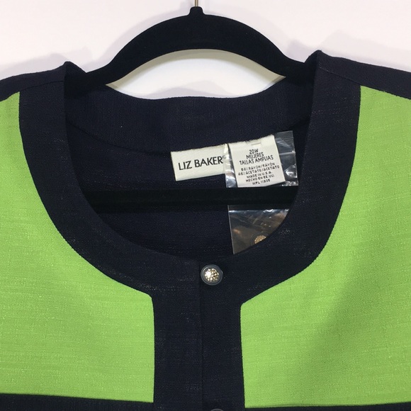 LIZ BAKER Career/Office Linen-Like Window Pane Design Short Sleeve Jacket - Picture 3 of 15